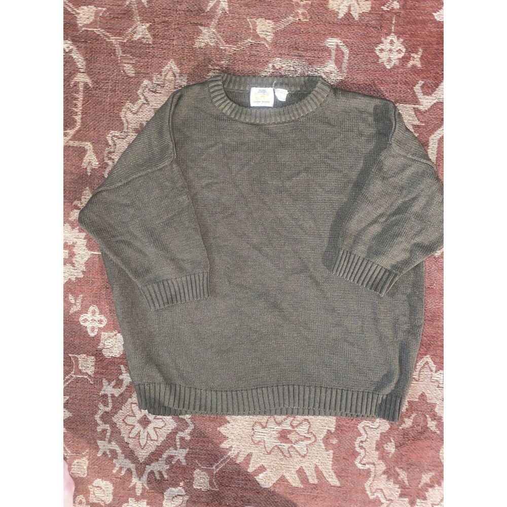 Vintage 80s Express London Sweater 1987 Edition 3/4 Sleeve Olive Green Crewneck